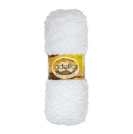 Фото №0 Пряжа ADELIA "DOLLY VELOUR" 100% микрополиэстер 100 г 93 м №01 БЕЛЫЙ