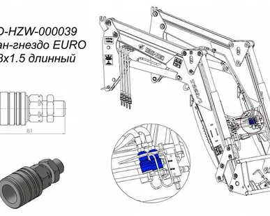 фото Быстросъёмное соединение – гнездо EURO M18x1,5 длин для фронтального погрузчика Metal-Fach Т-219