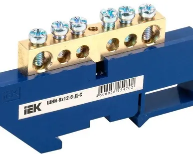 фото Шина нулевая на DIN-изол. ШНИ-8х12-6-Д-С ИЭК YNN10-812-6D-K07