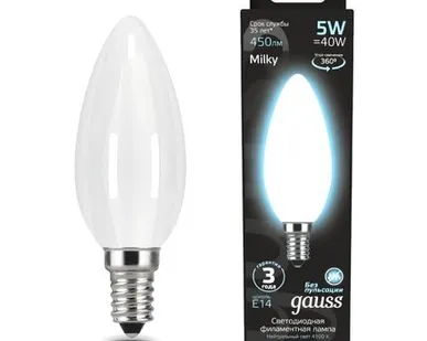фото Светодиодная филаментная лампа Gauss Свеча 5W 450Lm 4100K E14 103201205