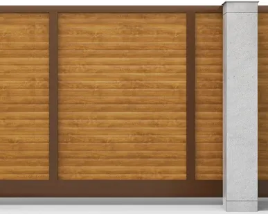 фото Откатные ворота р-профиль горизонтальные золотой дуб 4000х2000 мм