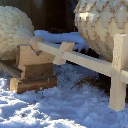 Фото №0 Деревянный купол (главка, маковка, луковка) из осинового лемеха 0,6 м.