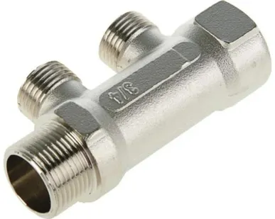 фото Коллектор резьбовой 3/4х3/4, 2 выхода 1/2, наружная/внутренняя Aqualink AQL02421