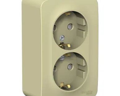 фото Розетка 2-м ОП BLANCA 16А 250В защ. шторки с заземл. изол. пласт. беж. SchE BLNRA011217