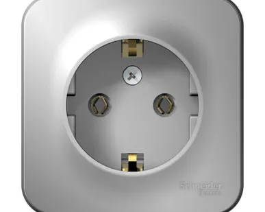 фото Розетка 1-м ОП BLANCA 16А 250В без шторок с заземл. изол. пласт. алюм. SchE BLNRA010113