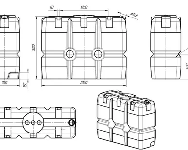 фото Емкость SK 2000 литров прямоугольная без обрешетки Белый oil