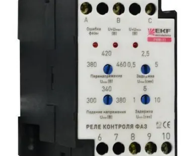 фото Реле контроля фаз РКФ-11 5А 380/460В 3НО EKF