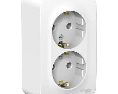 фото Розетка 2-м ОП Blanca 16А IP20 250В с заземл. без защ. шторок с изолир. пластиной бел. SE