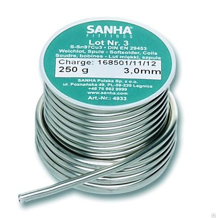 Фото №0 Припой медный мягкий Sanha Sn97Cu3