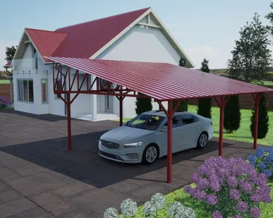 фото Односкатный навес №33 из профнастила 4,9х6,3 м