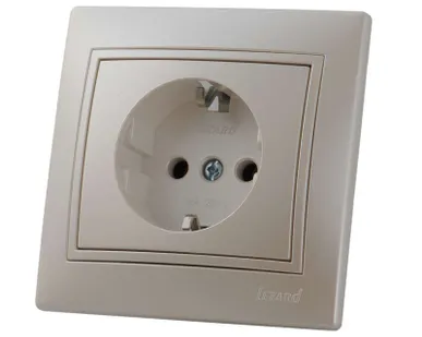 фото Розетка 1-м СП Мира керам. с заземл. жемчуж. бел. перламутр LEZARD 701-3030-122