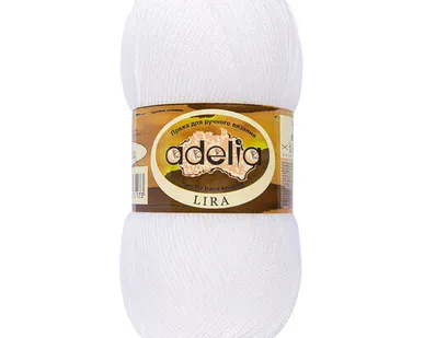 фото Пряжа ADELIA "LIRA" 100% акрил 50 г 200 м №01 белый