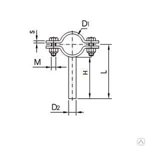 Фото №0 Хомут (крепление трубопровода) со стержнем из нержавеющей стали