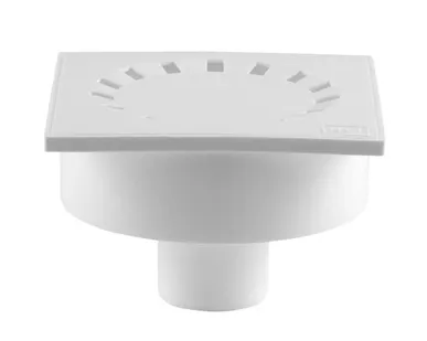 фото Трап вертикальный с сухим затвором решетка из пластика ВК ПП 150/150х50, короб, белый,РТП