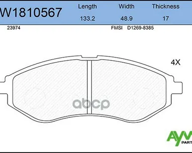 фото Колодка Тормозная 0986.02 Aywiparts Aw1810567 Передние AYWIparts арт. AW1810567