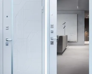 фото Входная дверь Эверест белый матовый-зеркало белый матовый АСД