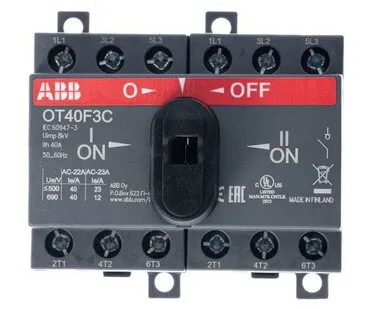фото Рубильник реверсивный OT40F3C 40А (23А AC23) ABB