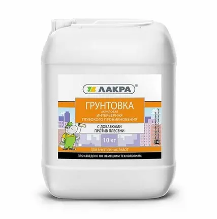 Фото №0 Дисма Грунт интерьерный глубокого проникновения пр. плесени Лакра 10кг Л-С