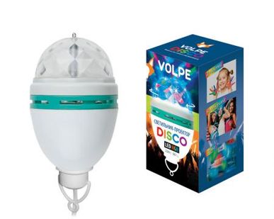фото Светодиодный светильник-проектор Светильник проектор ULI-Q303 2,5W/RGB WHITE. Подвесной. Серия DISCO, многоцветный. ТМ VOLPE. Кабель с вилкой, 220В. Цвет корпуса - белый.