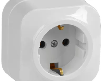 фото Розетка 1-м ОП GLORY РС20-3-ХБ 16А с заземл. бел. IEK ERH11-K01-16