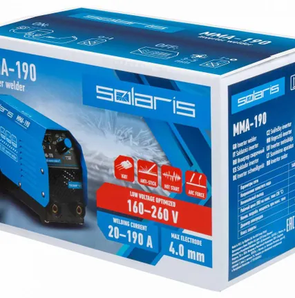 Фото №4 Сварочный инверторный аппарат Solaris MMA-190, 20-190 А, ПВ 70%, электрод 1.6-4 мм