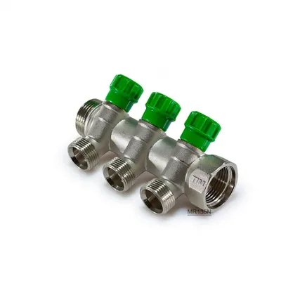 Фото №0 Коллектор распределительный 1" н.р. - в.р. с 3 отводами 45° - 3/4"ЕК (евроконус) TIM