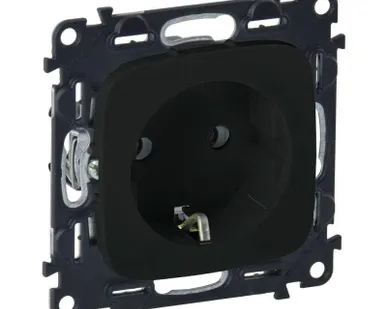 фото Механизм розетки 1-м СП Valena Allure 16А IP2X 250В 2P+E безвинт. клеммы с лицев. панелью антрацит Leg 753931