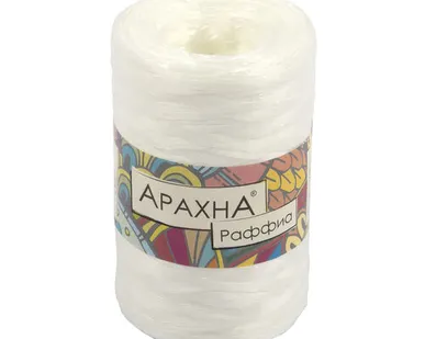 фото Пряжа ARACHNA "Raffia" 100% полипропилен 50 г ± 10 г 200 м №01 БЕЛЫЙ