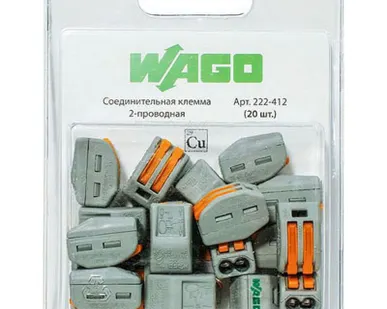 фото Клемма 2х(0,08-2,5кв.мм) WAGO 222-412, 20шт