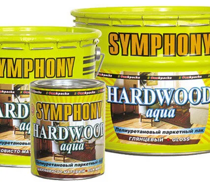 Фото №0 Лак паркетный водный полиуретановый Symphony Hard Wood Aqua шелковисто-матовый 0,9 л 0,9 кг