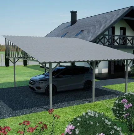 Фото №0 Односкатный навес №33 из металлочерепицы 6,9х6,3 м