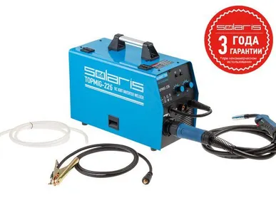 фото Cварочный полуавтомат Solaris TOPMIG-226 WG5, MIG/MAG / FLUX, ток 20-220 А, горелка 5 м, ПВ 60%