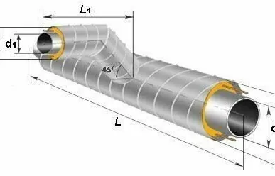фото Тройниковое ответвление ППУ-ОЦ 133х133 Тип 1 из черной трубы