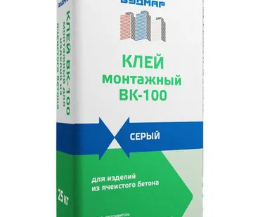 фото Клей монтажный для изделий из ячеистого бетона ВК-100 Серая 25 кг