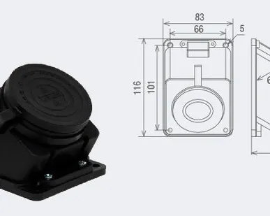 фото Розетка наруж каучук 3P+E 3х32А IP44 нак60 T-Plast