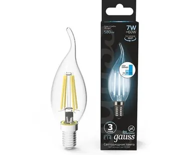 фото Светодиодная филаментная лампа Gauss Свеча на ветру 7W 580Lm 4100K E14 104801207-S
