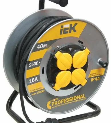 Фото №0 Удлинитель силовой 40 м, 4-х местн., катушка метал с ...