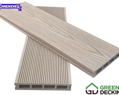 фото Террасная доска из ДПК Greendecking "Loft-3D" цвет: Слоновая Кость, 150x25 мм (цена м2)