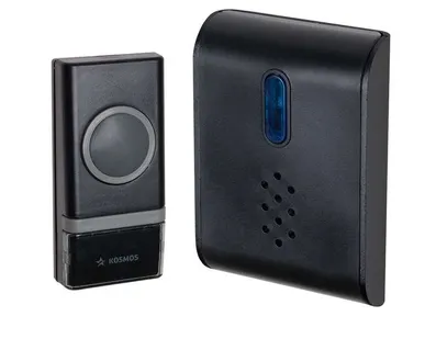 фото Звонок беспроводной полиф. 26 мелодий 150м 1 кноп. IP44 черн. Космос KOC_AG400