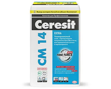 фото Клей для керамической плитки и керамогранита Ceresit CM 14 Extra 25 кг