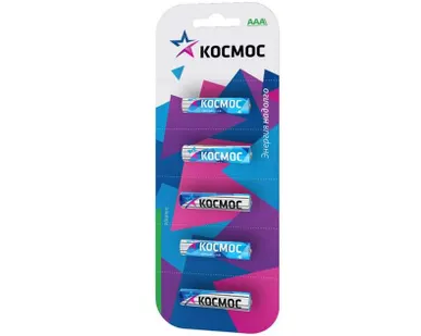фото Элемент питания алкалиновый LR LR03 BP-5 (блист.5шт) Космос KOCLR035BL