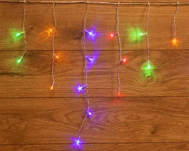 фото Гирлянда "Айсикл" (бахрома) 1.8х0.5м 48LED мультиколор 3Вт 230В IP20 провод прозр. Neon-Night 255-019