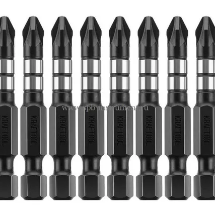 Фото №0 Биты KRAFTOOL Impact Pro Pozidriv Тип хвостовика E 1/4 PZ2 50мм 10шт в пластиковом боксе 26193-2-50-S10
