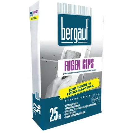 Фото №0 Шпатлевка гипсовая Bergauf Fugen Gips 25 кг
