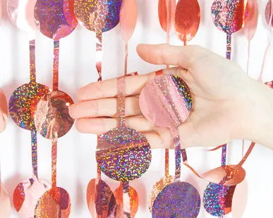 фото Занавес Круг, Лазерный, Розовое Золото, Голография, 100*200 см, 1 шт.