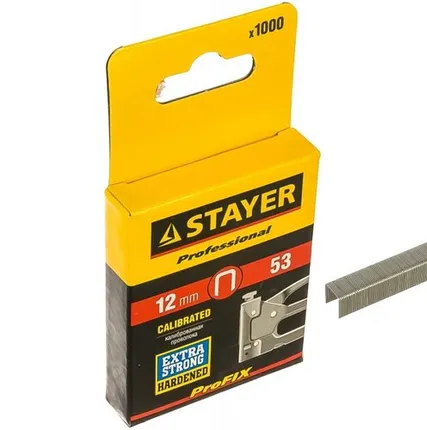 Фото №0 Скобы STAYER "PROFI" закаленные, тип 53, красные, 12мм, 1000шт