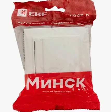 Фото №0 Минск Розетка 1-мест. СП с/з с крышкой 16А бел. с защ. штор. IP44 EKF