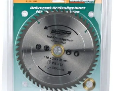 фото Пильный диск 190x30 mm, Z=52 (2 переходных кольца) / Mannesmann