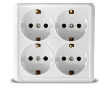 фото Розетка 4-м ОП Олимп с заземл. квадрат бел. UNIVersal 1165