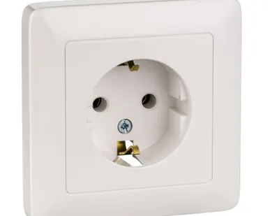 фото Розетка 1-м СП Хит 16А с заземл. бел. SchE RS16-134-B